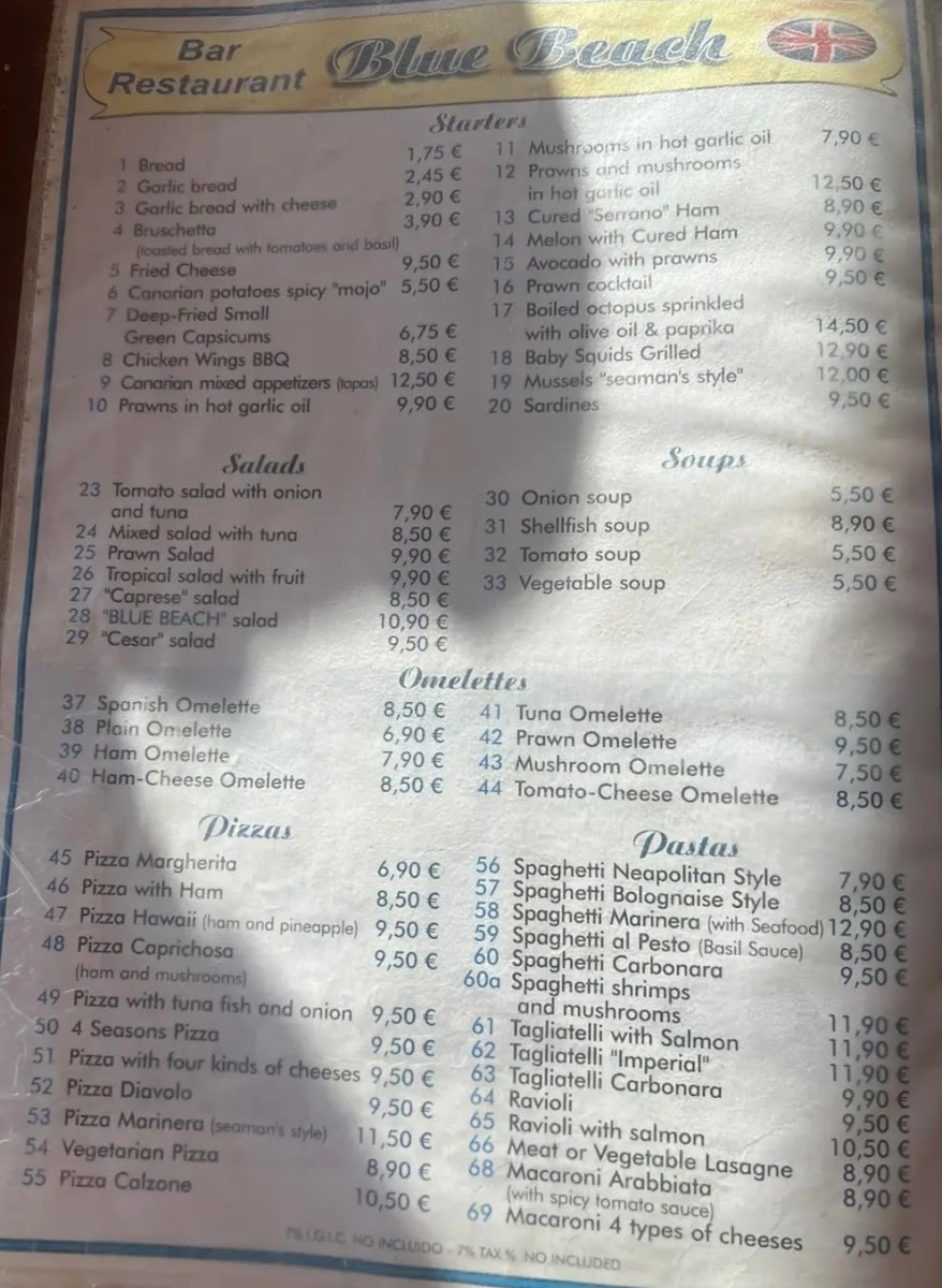 Menu Blue Beach-2